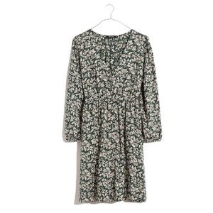 Madewell V-Neck Button-Front Mini Dress in Forest Leaves NWT Large